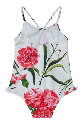 Happy Garden Carnation Print One-Piece Swimsuit